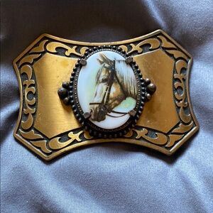 Vintage Gold Horse Belt-buckle